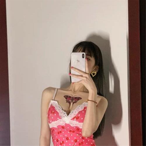 Sexy lingerie girl lovely cherry nightdress private lace lace sling split slim sexy pajamas