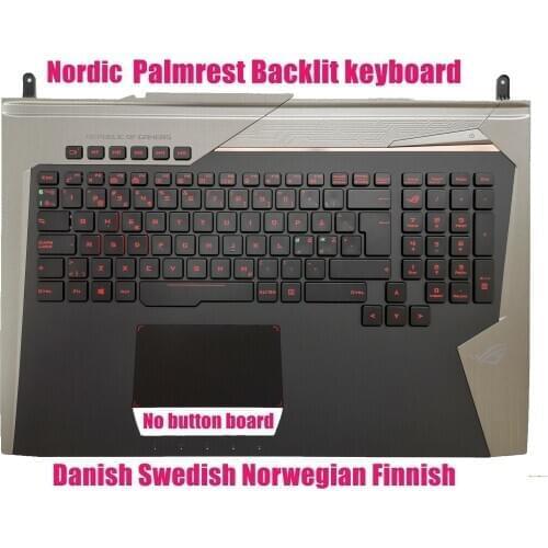 Nordic Palmrest backlit keyboard for Asus G752VT/G752VM/G752VS/G752VSK 90NB09X1-R30180