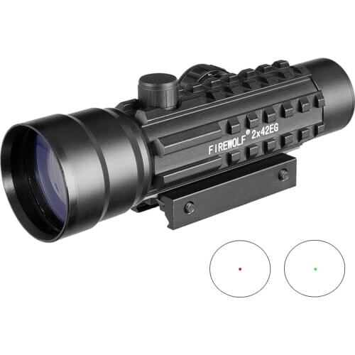 2x42 Red Dot Scope With Rail Red Dot Sight Red/green Illuminutedfor Rifle Scope For Hunting with 11mm&20mm Rails