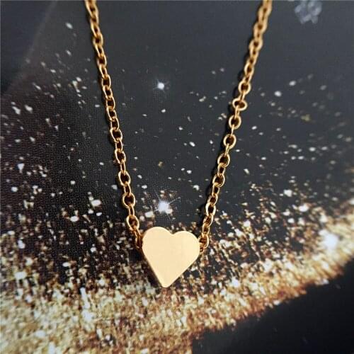 Simple Basic Gold Color Heart Through Chain Necklace For Women Girl Delicate Tiny Lovely Jewelry Accessory