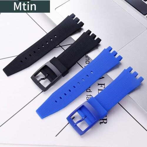 Silicone strap mens pin buckle For Swatch SVGK403 SVGK406SVGK409 mechanical watch rubber watch band accessories outdoor sports