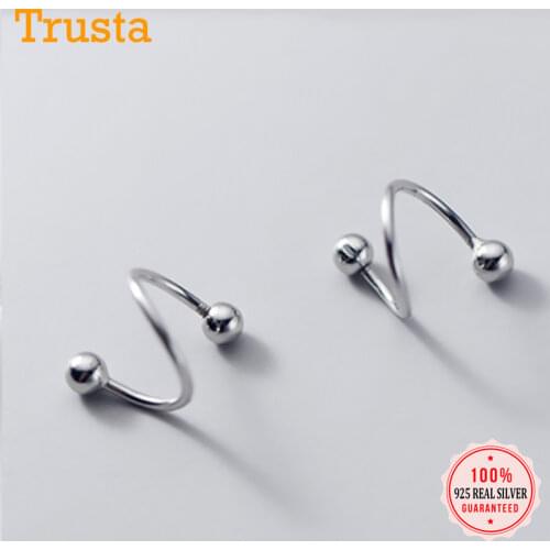 Trustdavis 925 Sterling Silver Womens Small Ball Beads Ear Bones Ear Buckle Ring Tightly Packed Mini Double Ring Earring DA1157