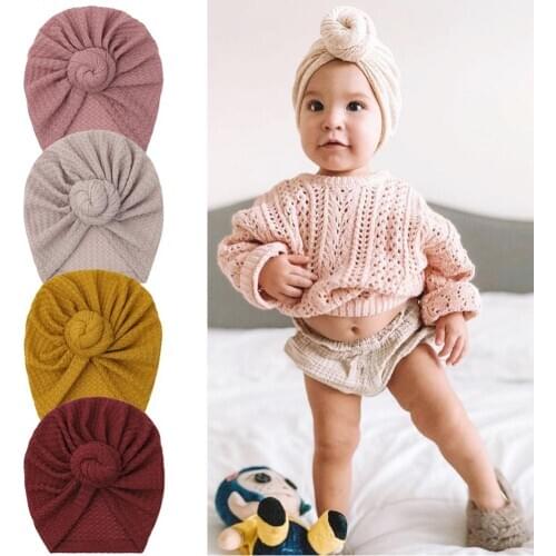 5Pcs/Lot Waffle Crochet Knit Turban Hat 3M-5T Toddler Infant Baby Girls Beanies Snails Boutique Bonnet Fashion Hair Accessories