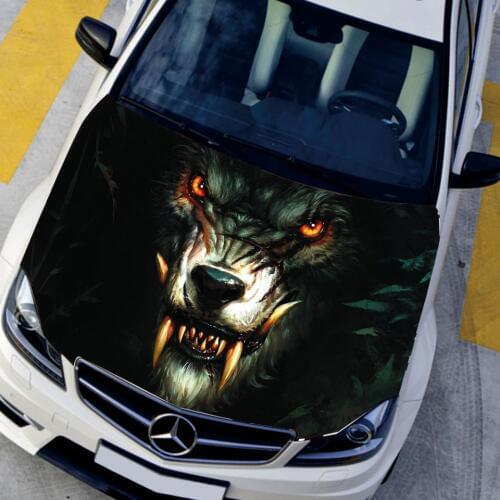 HD Inkjet Car Cover Sticker Oil Painting Style Wolf King Hood Car Decals Vehicle Accessories Auto vynil sticker CNS9321