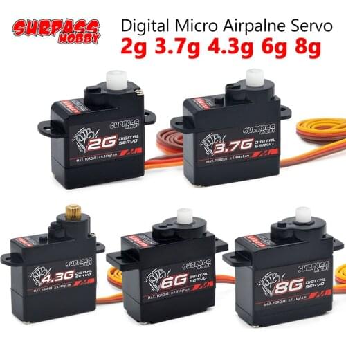 Surpass Hobby Airplane Digital Servo 2g 3.7g 4.3g 6g 8g Micro Plastic Gear Mini Servos for 1/24 RC Car Airplanes
