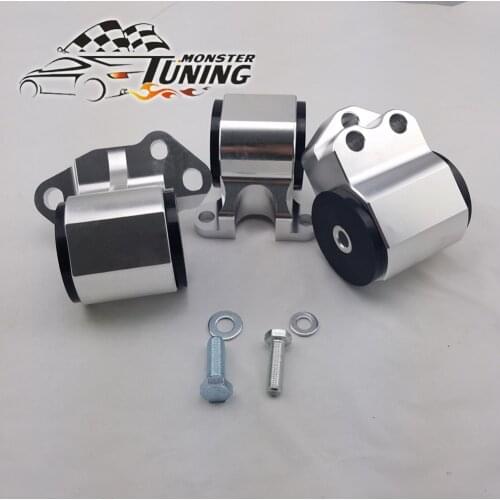 Tuning Monster Billet Aluminum Silver 3 Bolt Engine Swap Mount Kit for HONDA CIVIC DC D15 D16 B16 B18 92-95 EG With logo