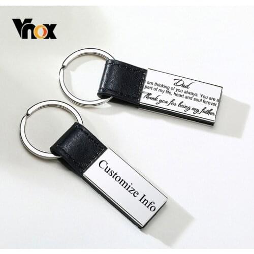 Vnox Free Custom Engraving Stainless Steel Key Chains for Men Jewelry To My Dad Husband Family Love Gifts