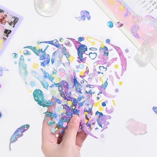 Dimi 1 Pcs/Design Glitter Star Decorative Phone Stickers DIY Scrapbooking Material Diary Album Collage Kawaii Student Stationery