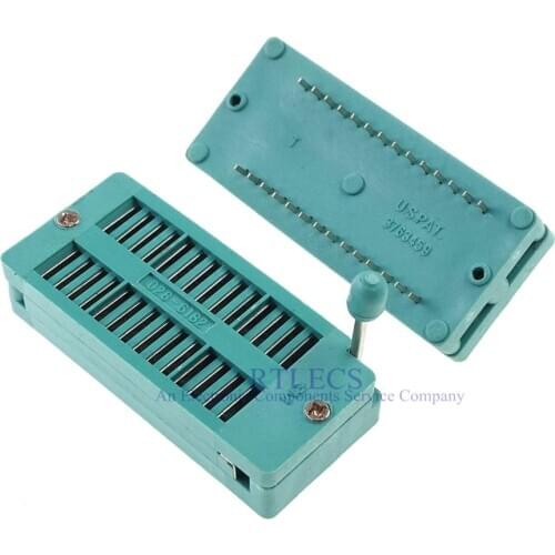 1pcs Test IC DIP ZIF ZIP Socket 28 Pin Pitch 2.54 mm Universal Dual Row Spacing 15.24 mm 0.6" Gold plate 2x14 28 Position Grid