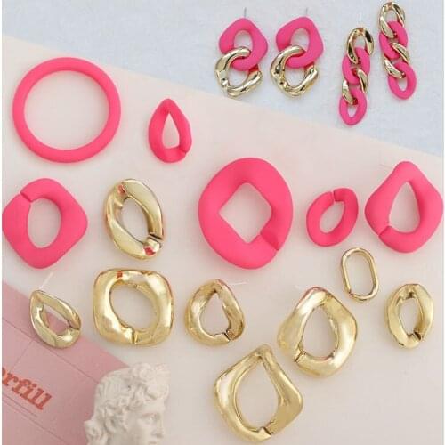 10 PCS Korean Fashion Geometric Acrylic Spray Paint Earrings Charms DIY Accessories