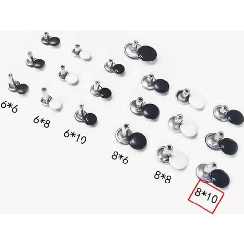100 Set / Lot Foot Length 10mm Black White Double Sided Rivets Bag Luggage Accessories Shoes Decoration DIY For Leather Craft
