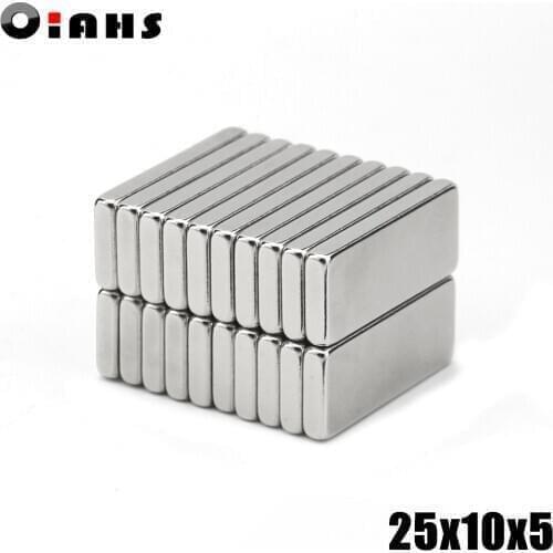 200pcs 25x10x5 Neodymium Magnet 25*10*5 mm N35 NdFeB Block Super Powerful Strong Permanent Magnetic imanes Block