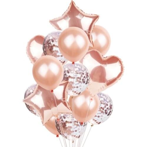 14Pcs Confetti Balloon Wedding Decoration Rose Gold Star Foil Ballons Baby Shower Birthday Party Marriage Room Decorations