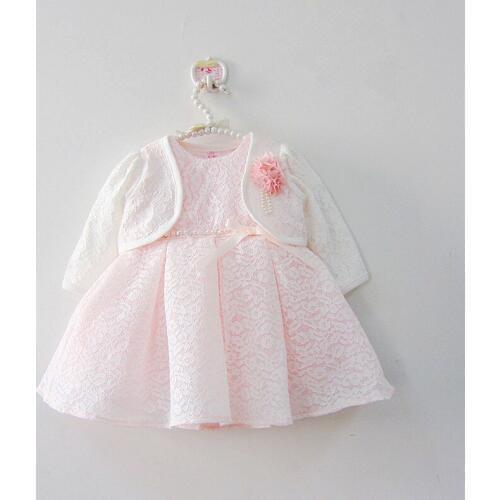 2Pcs Set Baby Girl Dresses Pink Lace Princess Baby Infant Christening Gown 1 year Birthday Dress for Baptism Newborn Girl Dress