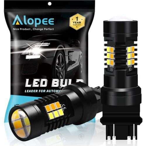 2-Pack 3157 3155 3457 4157 24 SMD LED Bulb White / Amber Switchback with Projector Daytime Running Light Turn Signal Blinkers