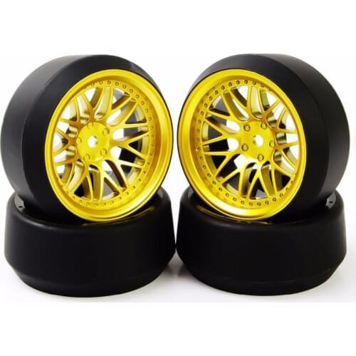 4Pcs 5 Degree HSP RC 1:10 On-Road Car Accessories 1/10 Drift Tires Wheel Rim Set 12mm Hex