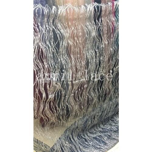 5 yards dd004 #dark blue mesh color silver glitter glued sparkle mesh net tulle lace fabric for sawing wedding dress