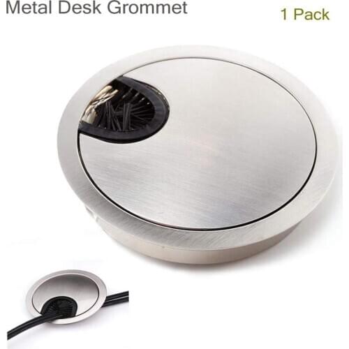 60mm Metal Threading cover Cable Desk Grommet with Brush Opening Desk Surface Port Hole Covers for Wire Organizer 1PCS