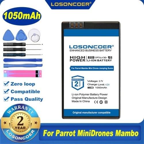 100% Original LOSONCOER 1050mAh Large Capacity Drones Battery For Parrot MiniDrones Mambo Jumping Sumo & Rolling Spider