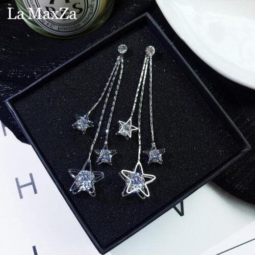 Zircon Shiny Five-pointed Tassel Earrings Pendant Multi-layered Exaggerated Romantic Earrings for Women Jewelry Accessories New