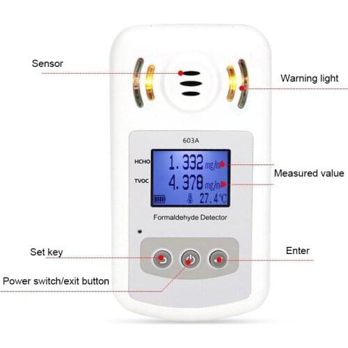 Formaldehyde HCHO TVOC LED Digital Display Meters Tester Mini Carbon Dioxide Detector Gas Analyzer Home Office Car Air Tester