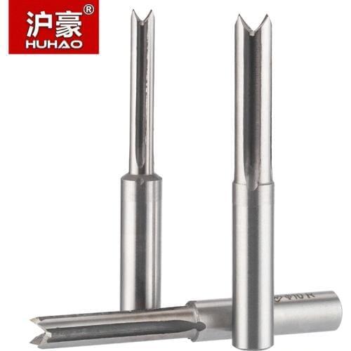 HUHAO 1/4 Woodworking Tool Grooving Router Bits Slotting Alloy Four-flute Straight Cutter High Speed Steel Tenon Tool For Wood