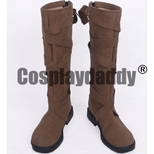 The Night Lands Anime Halloween Long Cosplay Brown Boots Shoes S008