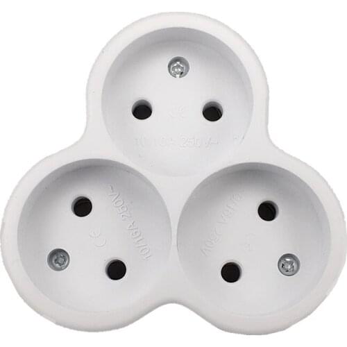 European Conversion Plug 1 TO 3 Way Socket Adapter EU Standard Power Adapter Socket 10A/16A Travel Plug Extended socket