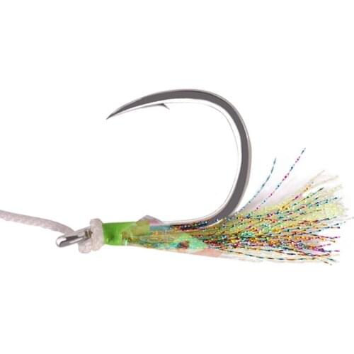 Deep Sea Fishing Spoon Lure jigging slowjig Single Feather Hook Jig Lure Jigbait spoon 2/0# 3/0# 5/0# 7/0# 9/0# 11/0# 13/0