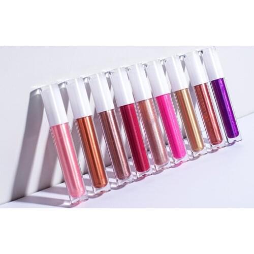 Custom Private Label 16 Colors Glossy Lipgloss Clear Glitter Shiny Liquid Lip Gloss Long Lasting Lip Pigment Makeup Cosmetics