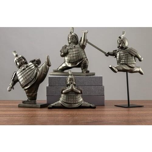 Chinese Retro Terracotta Army Camp Sculpture Modern Woonkamer Office Desktop Vintage Home Decor Bronze Sculpture Embassy