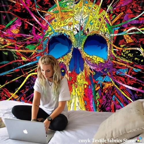 Colorful Skull Tapestry Indian Mandala Tapestry Wall Hanging Bohemian Gypsy Psychedelic Tapiz Witchcraft Tapestry