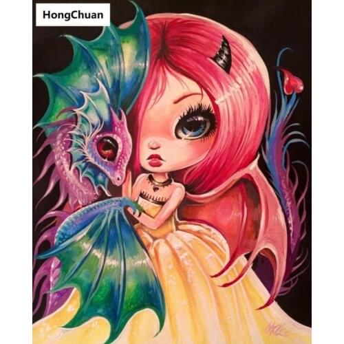 Cartoon Dragon Girl Fast Delivery 5D DIY Square/Round DiamondPainting Diamond Mosaic Cross Stitch Home Decoration Christmas Gift