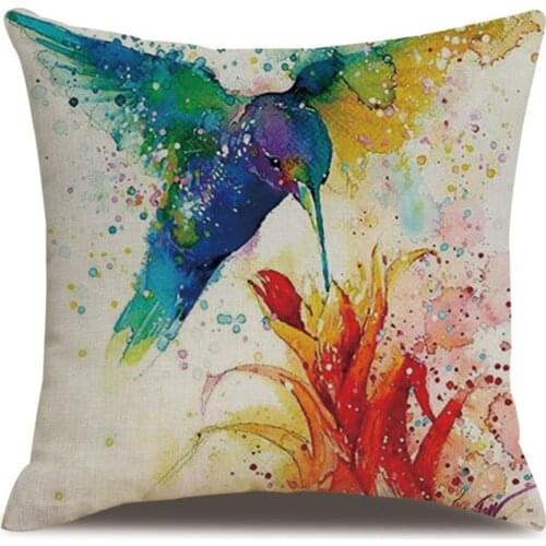 Hot Sale 60% 45x45cm Hummingbirds Flower Pattern Pillow Case Cushion Cover Home Sofa Decor