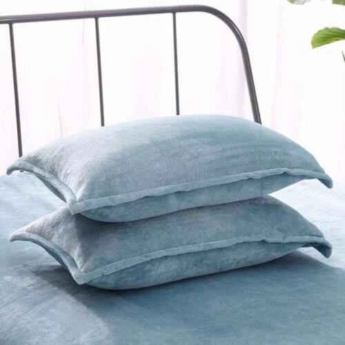 2019 Soft Warm Pillowcase coral Fleece Flannel 2pc Solid Printed no core Pillow sham For winter 8 Colors