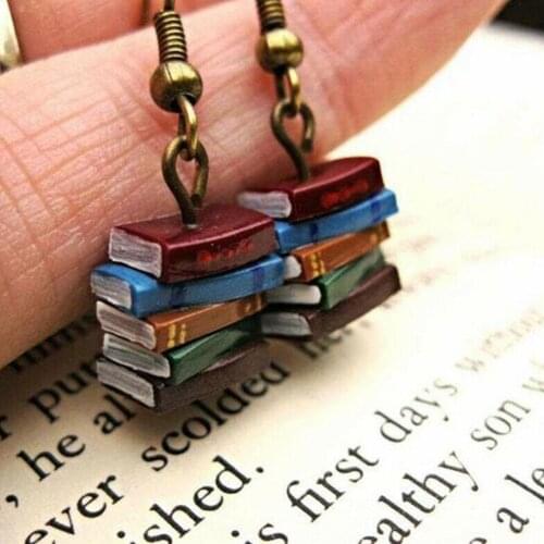 2021 New Retro Library Stack Multicolor Book Earring Book Earring Earrings Jewelry Fashion Colorful Birthday Jewel Woman Ho W0E6