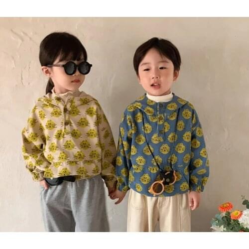 2021 Autumn New Kids Clothes Cat Pattern Hoodie Cotton Boys Sweatshirt Korean Girls Hoodies Hooded Children Clothing