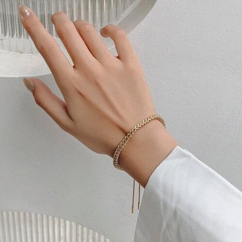 New Style Fashion Stainless Steel Link Chain Bracelets for Women Gold Plated Hiphop/Rock Adjustable Bracelet Trend Party Jewelry