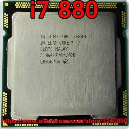 Original Intel Core i7 880 Quad Core 3.06GHz LGA1156 8M Cache 95W i7-880 Desktop CPU free shipping speedy ship out