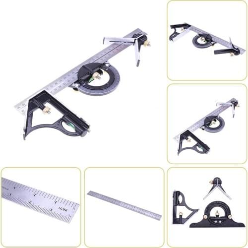 3 in 1 Adjustable Ruler Multi Combination Square Angle Finder Protractor 300mm/12"Measuring Set Tool Universal Ruler Right Angle