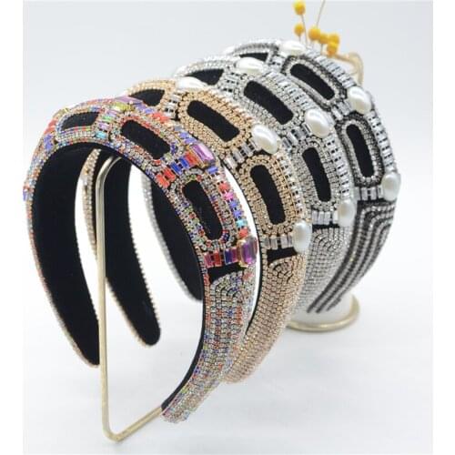 Luxurious Colorful Rhinestones Bling Baroque Headband Full Diamante Tiara Hairband for Women Wedding Bridal Hair Accessories