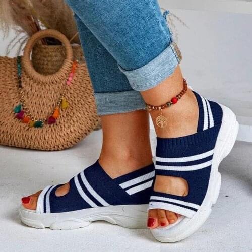Gladiator Sandalias mujer 2021 Female Wedge Heels Shoes Women Summer Comfortable Sandals Slip-on Flat Sandals Platform Sandalias