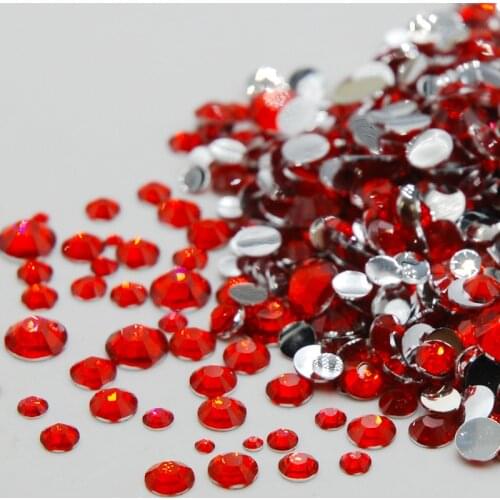 Mixed Sizes Light Siam Color Round Acrylic Loose Non Hotfix Flatback Rhinestones Nail Art Stones For Wedding Clothing Decorate