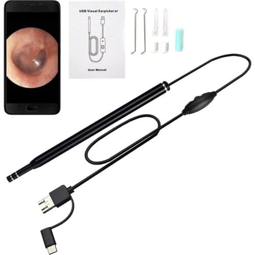 USB Ear Endoscope 3 in 1 Earwax Removal Tool Ear Scope Camera with 6 LED for Android PC OTG Ear pick With dropshipping