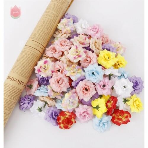 10Pcs 4Cm Silk Rose Head Artificial Flowers For Flower Wall Wedding Party Home Garden Decor Diy Craft Wreath Christmas Flowers