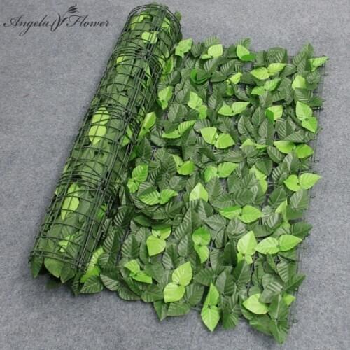 100cm Artificial Leaf Fence Roll Up Green Plants Wall Balcony Backyard Fence Fake Plants Rattan Fence Hotel Home Christmas Decor