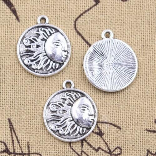 12pcs Charms Sun Sunfhine 23x19mm Antique Silver Color Pendants DIY Crafts Making Findings Handmade Tibetan Jewelry