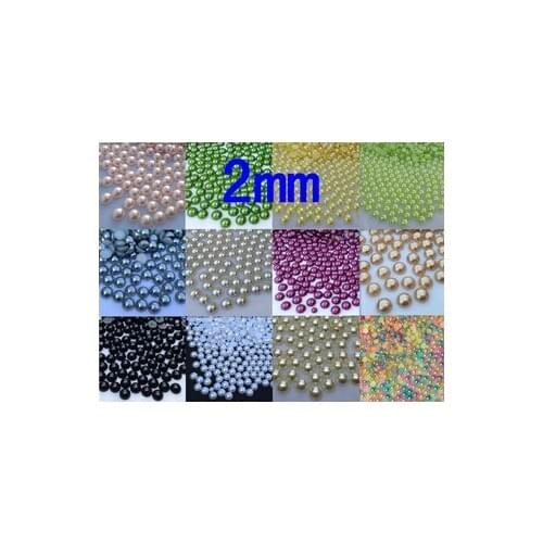 2mm 1000pcs 18 color,ABS Imitation Pearls half round Bead ,Pearls round for crafts, Phone Case/Beauty Nail/crafts diy