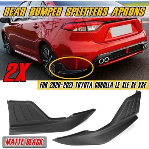 2pcs Matte Black Car Rear Bumper Lip Diffuser Splitters Aprons Cover Guard Trim For Toyota For Corolla LE XLE SE XSE 2020-2021