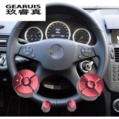 Car Styling Steering Wheel Buttons Cover Sticker decoration Trim For Mercedes Benz C E Class W204 W212 Interior Auto Accessories